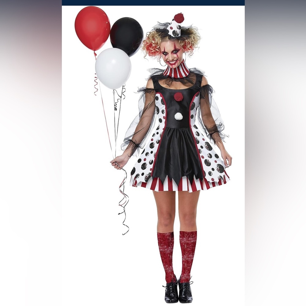 Only worn once.  Clown costume for women - still in original packaging